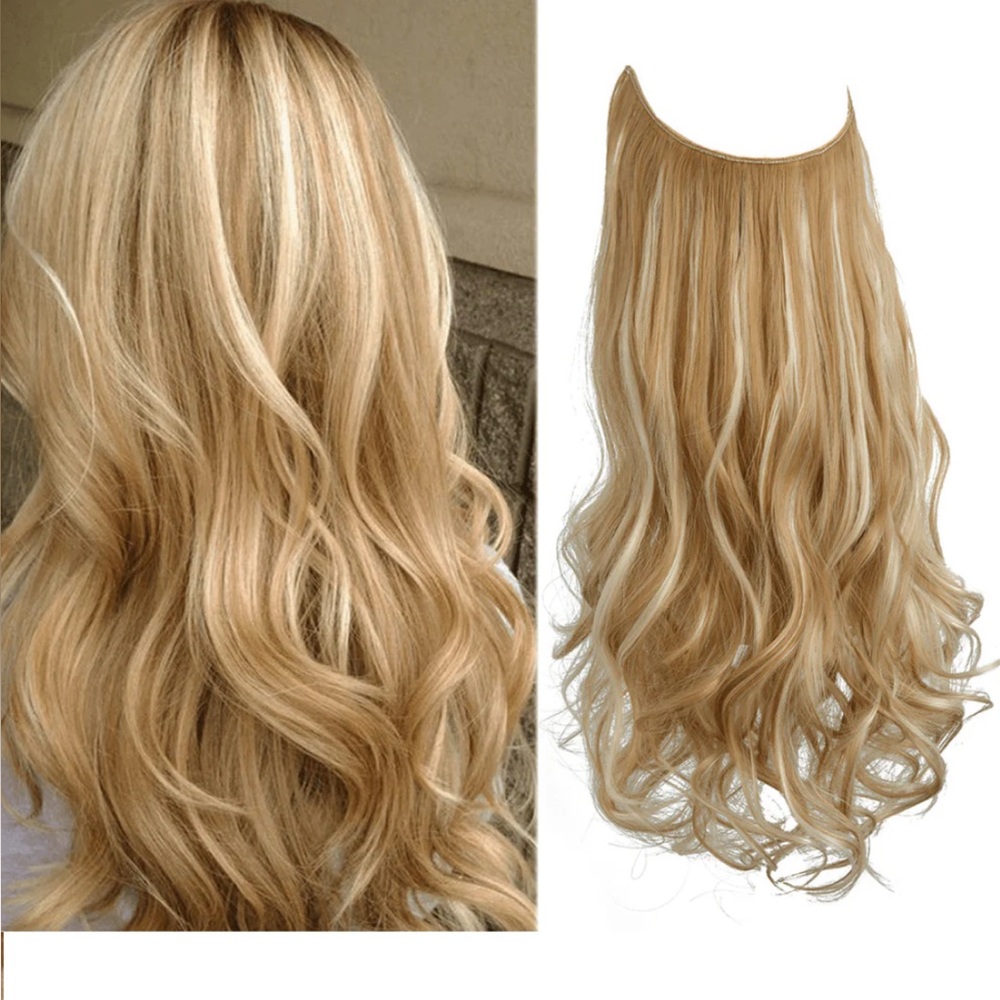 Golden Blonde Wavy and Straight Halo Extensions